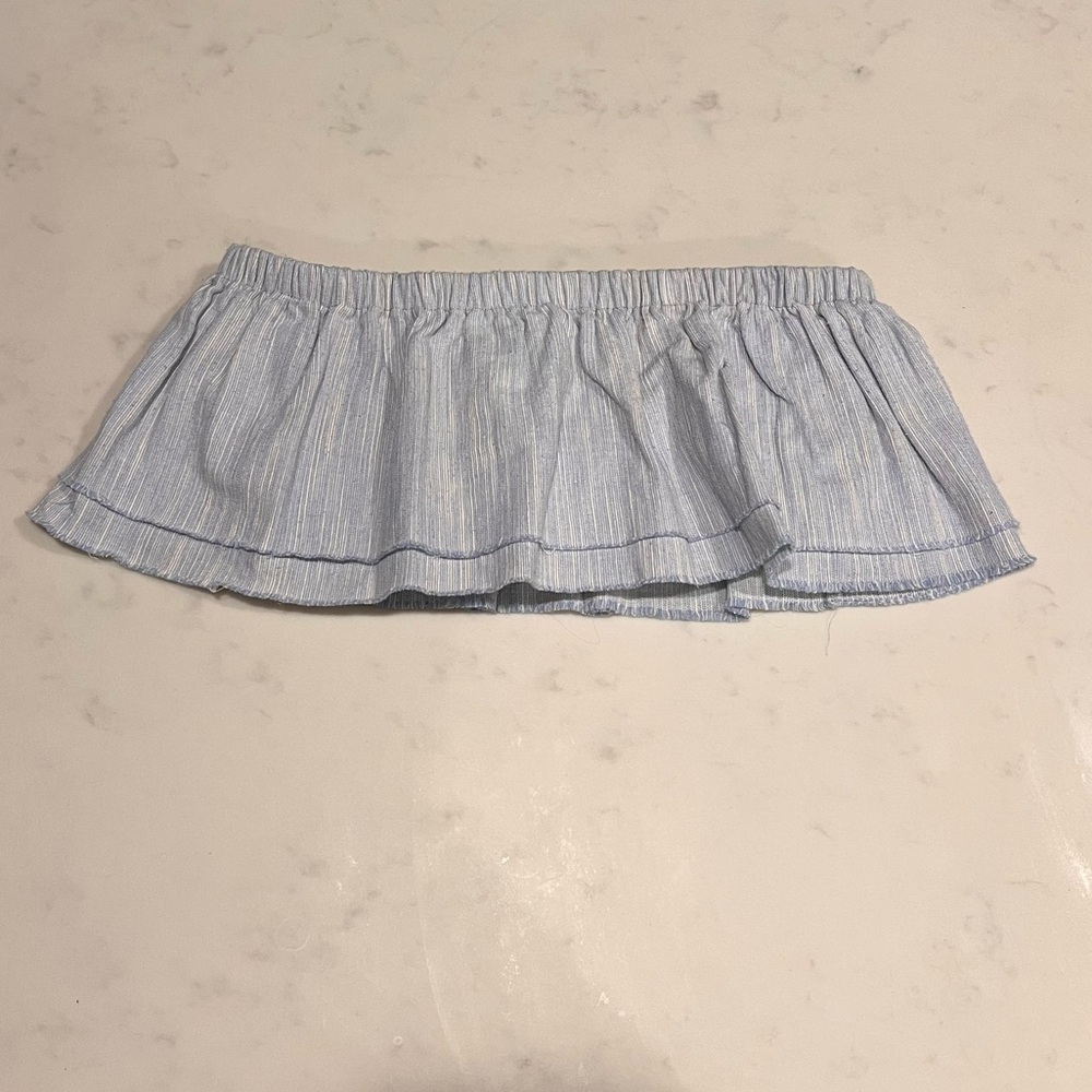 Blue Ruffled Tube Top - Picture 2 of 5